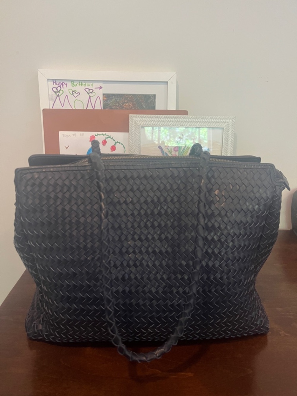Thea Bag - Navy Woven Tote - Picture 6 of 10